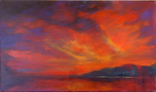 Abend am Meer, 60x100 cm, Acryl auf Leinwand