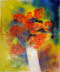 Blumen rot in weisser Vase, 50x60 cm, Mischtechnik