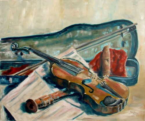 Geige-mit-Floete, 50x60 cm