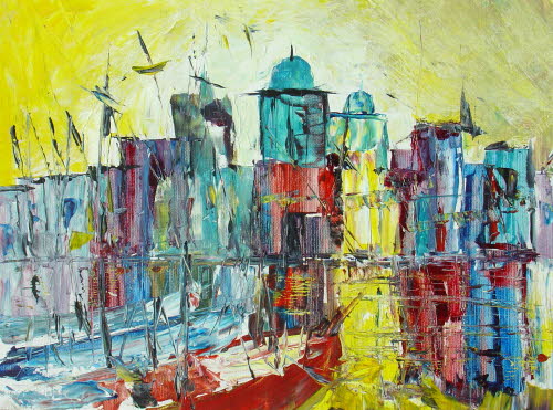 Hafenstadt I, 30x40 cm, Acryl