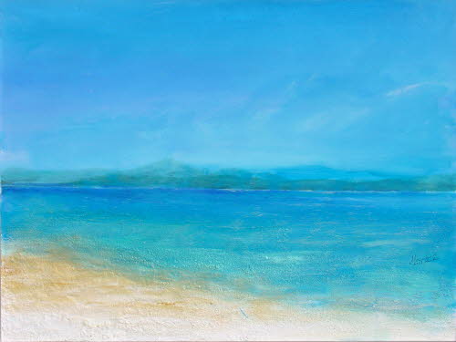 Meer in T�rkis, 60x80 cm, Mischtechnik