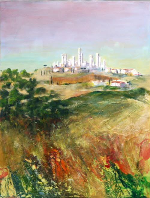 San Gimignano Italien, 60x80 cm, Mischtechnik