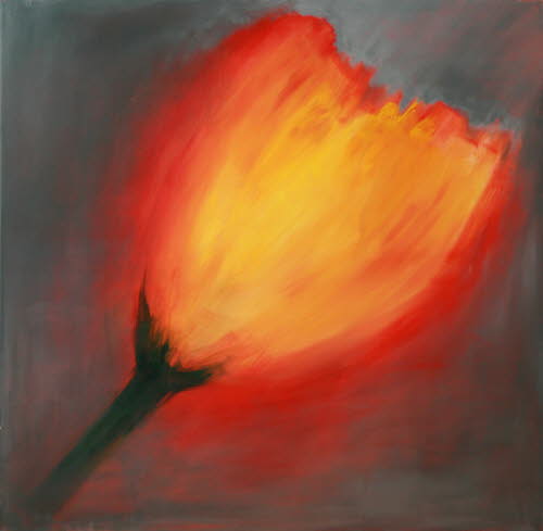 Tulpe rot, 100x100 cm, Acryl